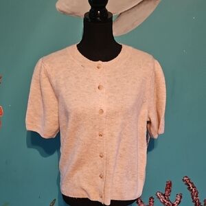 CeCe Cream Short Sleeve Cardigan